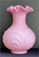 Fenton Frosted Pink Vase