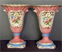 Pair Of Italian Hand Painted Vases