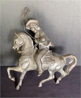 Pot Metal Clock Horse and Rider Figurine