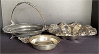 Two Victorian Silverplate Bowls and Sterling Bowl