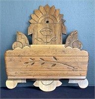 Walnut Victorian Chip Carved Letter Holder