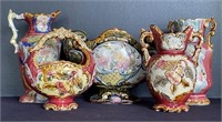 Five Majolica Type Ceramics