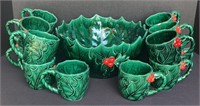 Lefton Christmas Mold Holly Punch Set