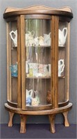 Miniature Curved Glass China Cabinet with Contents