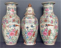 Three Chinese Rose Medallion Pattern Pieces