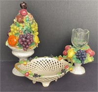 Three Pieces Italian Fruit Motif Ceramics