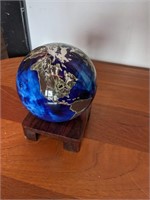 Signed Hand Blown World Paperweight