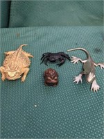 Four Piece (4pc) Horn Toad, Lizard, Crab, Toad