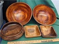Five Piece (5pc) Wooden Bowls