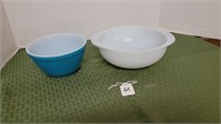 pyrex turquise 407 1 1/2 pt bowl & white 023 1 1/2