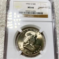 1953-S Franklin Half Dollar NGC - MS66