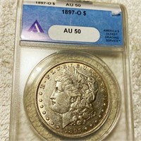 1897-O Morgan Silver Dollar ANACS - AU50