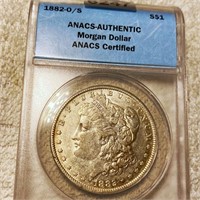 1882-O/S Morgan Silver Dollar ANACS - AUTHENTIC