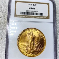 1928 $20 Gold Double Eagle NGC - MS62