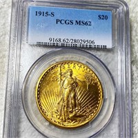 1915-S $20 Gold Double Eagle PCGS - MS62