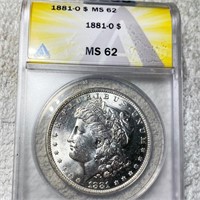 1881-O Morgan Silver Dollar ANACS - MS62