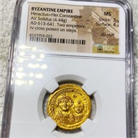AD 613-641 Byzantine Empire Gold Solidus NGC - MS