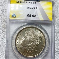 1891-O Morgan Silver Dollar ANACS - MS62