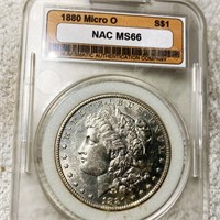 1880 "MICRO O" Morgan Silver Dollar NAC - MS66