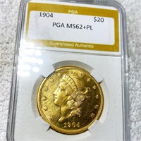 1904 $20 Gold Double Eagle PGA - MS62+ PL