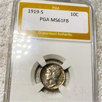 1919-S Mercury Silver Dime PGA - MS 62 FB