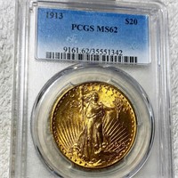 1913 $20 Gold Double Eagle PCGS - MS62