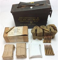 135 8MM MAUSER ROUNDS w AMMO CAN, 50 ROUNDS ON