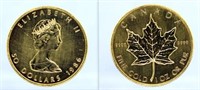 1986 Canadian Maple Leaf $50 1 Oz. .9999 Gold Coin