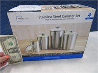 New 4pk Stainless Steel Cannister Set MAINSTAYS