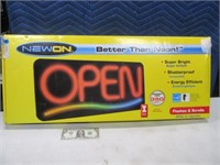 New OPEN Newon 6"x24" Lighted Window Sign
