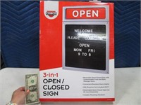 New OPEN/CLOSED 3in1 Customizable Sign