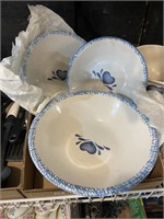 blue heart bowls set of three