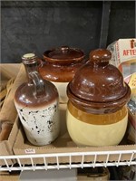 two-tone crock bean pot and jug