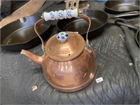 copper and porcelain tea kettle