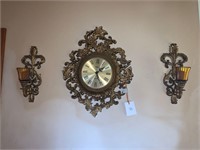 MCM WALL CLOCK AND SCONCES