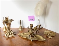 Antique Brass Inkwell & Vase