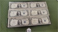 6 silver certificates with case