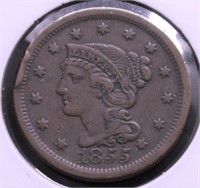 1855 LARGE CENT  XF