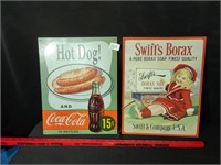 Modern Coca Cola & Swifts Borax Signs