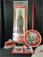 Group Coca Cola Trays, Sign and more
