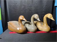 Three Large Resin Plastic Geese