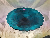 Indiana blue glass plate stand