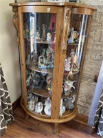 1980's Oak Claw Foot Curio Cabinet - Glass Doors