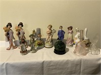Assorted Figurines and 4 Bells