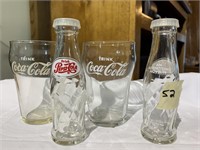 2 Small Coca Cola Glasses and Pepsi Salt & Pepper