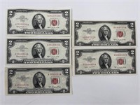RED STAMPED $2 Bills 1963/1953