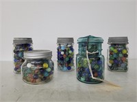 (5) Jars of Marbles