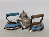 (2) Vintage Coleman Blue Enamel Gas Sad Irons