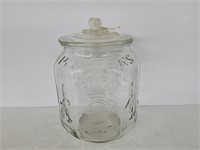 Planters Pennant Peanuts Clear Glass Jar w/ Lid