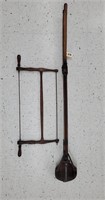 Antique Lock Lever Post Hole Digger w/ Hand saw